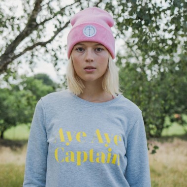 Organic Sweater "Aye Aye Captain" grey-yellow von Femme de Marin