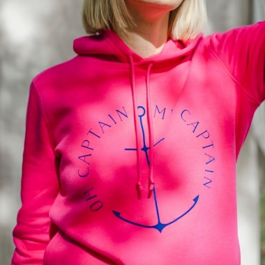 Organic Hoodie "Anchor" dark pink-royal von Femme de Marin