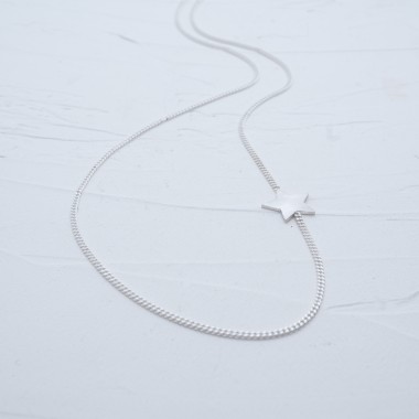 Silberkette mit seitlichem Stern | 925er Silber Halskette Damen | Sternanhänger - SchmuckvonVreni