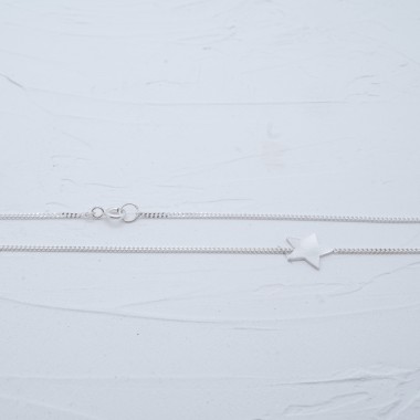 Silberkette mit seitlichem Stern | 925er Silber Halskette Damen | Sternanhänger - SchmuckvonVreni