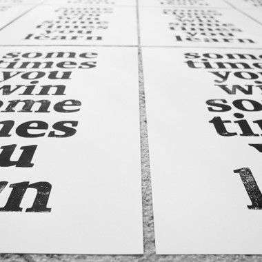 Handgefertigter Linoldruck  »Sometimes you win, sometimes you learn«, (DIN A4), Limited Edition