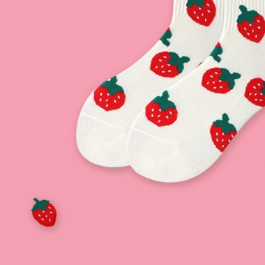 Erdbeeren Sport Socken Weiss von Offbeat