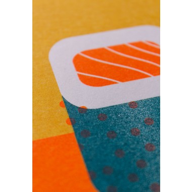 Martin Krusche - Risographie »Sushi - Lachs Inside Out«