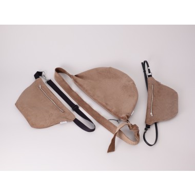 Halbmondtasche • Cord • greigebraun