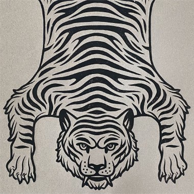 Juliana Fischer - Tiger - Linoldruck, rotgrau meliert, 50x65 cm