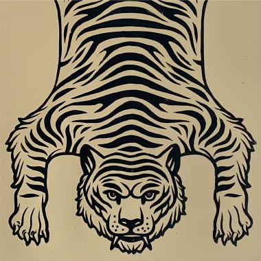Juliana Fischer - Tiger - Linoldruck, senfbeige, 50x65 cm