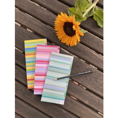 3 Notizblöcke im Set | bunt gestreift | Dreierpack gemischt | To-Do-Liste | To-Do-Block | Recyclingpapier | je 50 Blatt