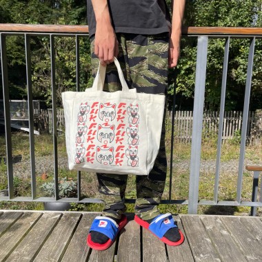 Tote Bag - Maneki Neko | Baumwolltasche mit Magnetverschluss & Innentasche | Lustige Einkaufstasche | Cooles Katzenmotiv für Katzenliebhaber