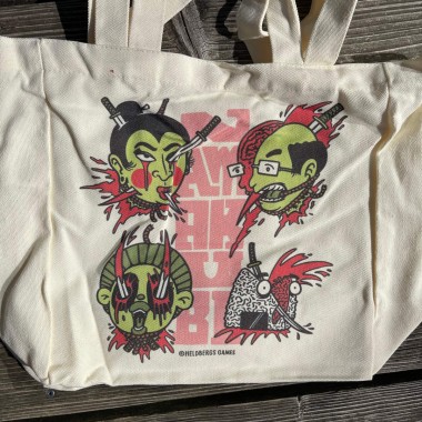 Tote Bag - Namakubi | Baumwolltasche mit Magnetverschluss & Innentasche | Einkaufstasche mit Irezumi Tattoo Design | Japanische Kunst