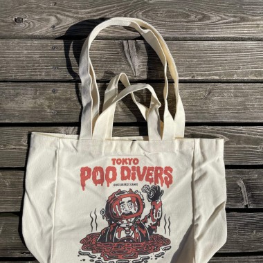 Tote Bag aus Baumwolle - Tokyo Poo Divers | Lustige Einkaufstasche mit Innentasche & Magnetverschluss | Witziges Cartoon Design