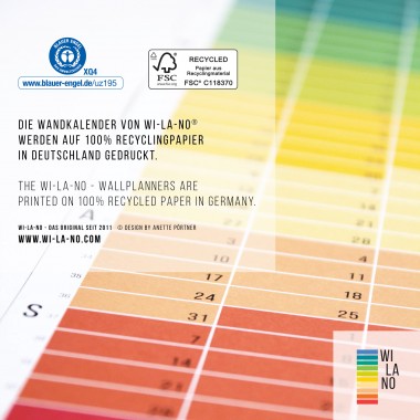 2027 Wandkalender „Regenbogen“ - Das Original von Wi-La-No | beidseitig bedruckt | Jahresplaner 2027 | Limited Edition | 100% Recyclingpapier 