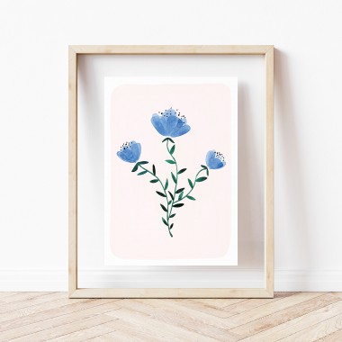 Paperlandscape | Kunstdruck | Wildblumen | Aquarell Pflanzen | verschiedene Größen | blau