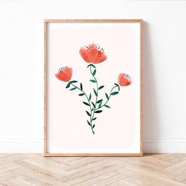 Paperlandscape | Kunstdruck | Wildblumen | Aquarell Pflanzen | verschiedene Größen | rot 