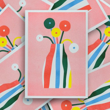 5 Flowers – A4 Riso Print – stefanizen