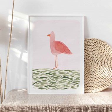 Kunstdruck "Vogel auf Wiese" | Paperlandscape