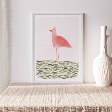 Kunstdruck "Vogel auf Wiese" | Paperlandscape