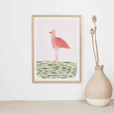 Kunstdruck "Vogel auf Wiese" | Paperlandscape