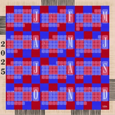 Jahresplaner 2025 Karo rotblau / Kilim