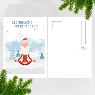 Designfeder Weihnachts Postkarte Yoga Weihnachtsmann Selekkt Com