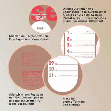 Familiar Faces »Wandkalender A2 Ånni 2026«: Vielfalt - Tag für Tag (Jahres-Planer/ Jahres-Kalender)