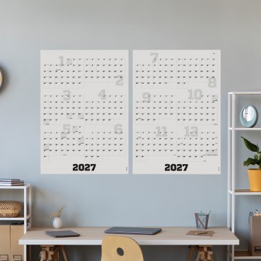 2-teiliger Wandkalender 2027, hoch oder quer, A1, mit passenden Klebezetteln // sperlingB.design