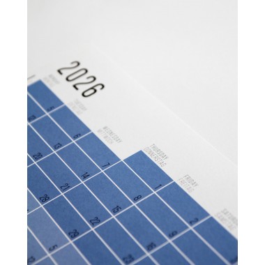 Wandkalender 2026 „Blue Hour“ Jahresplaner | Limited Edition | 100% Recyclingpapier | Deutsch-Englisch | Rückseite „Regenbogen“