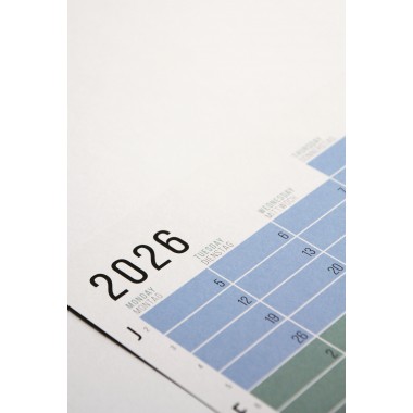 Wandkalender 2026 „Pastell-Türkis“ Jahresplaner | Limited Edition | 100% Recyclingpapier | Deutsch-Englisch | Rückseite „Pink“