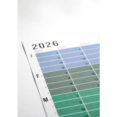 Wandkalender 2026 „Pastell-Türkis“ Jahresplaner | Limited Edition | 100% Recyclingpapier | Deutsch-Englisch | Rückseite „Pink“