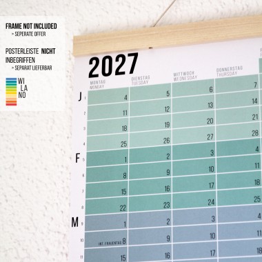 2027 Wandkalender „Pastell-Türkis“ - Das Original von Wi-La-No | Jahresplaner | Beidseitig bedruckt | Limited Edition | 100% Recyclingpapier 