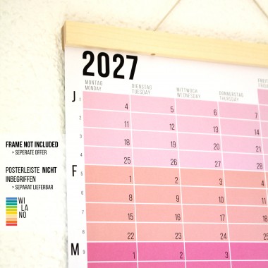 2027 Wandkalender „Pink-Rosé-Violett-Lila“ - Das Original von Wi-La-No | Jahresplaner | Limited Edition | 100% Recyclingpapier | beidseitig bedruckt