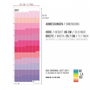2027 Wandkalender „Pink-Rosé-Violett-Lila“ - Das Original von Wi-La-No | Jahresplaner | Limited Edition | 100% Recyclingpapier | beidseitig bedruckt