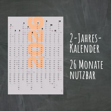 A1-Jahresplaner 2026 und 2027, 2-Jahres-Kalender, Halbjahre abtrennbar, Wandkalender 24 Monate verwendbar // sperlingB.design