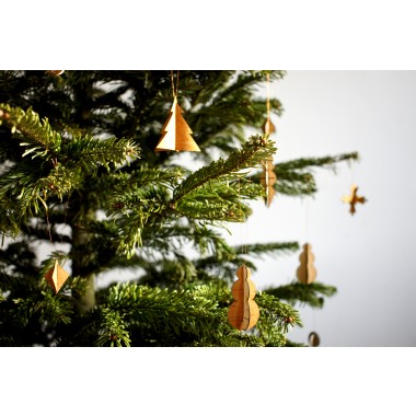 Weihnachtsdeko 4er Set aus nachhaltiger Birkenrinde - Christbaumschmuck Anhänger