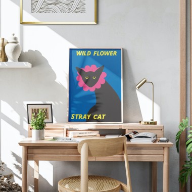 Wild flower, stray cat - Print von Lavanda Posters
