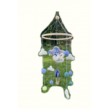 Wind – Baby Mobile aus Filz – Handgemachtes Filz Mobile fürs Babybett – Nachhaltige Kinderzimmer Deko – Geschenk zur Geburt