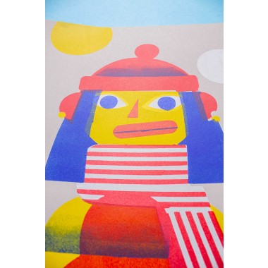 Martin Krusche - Schablonendruck »Wintermädchen«, DINA3