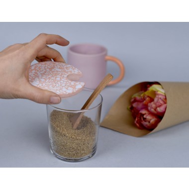 objet vague / Terrazzo Zuckerdose mit Holzlöffel / Blau