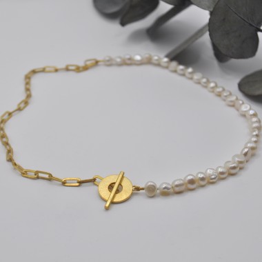 Perlenkette "Halb-Geknebelt" aus Silber