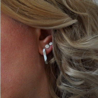 Ohrringe "Verkantet" aus Silber - Doppelludwig