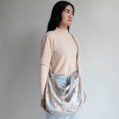 Upcycling Schultertasche POUCH 90er Vorhang