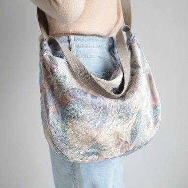 Upcycling Schultertasche POUCH 90er Vorhang