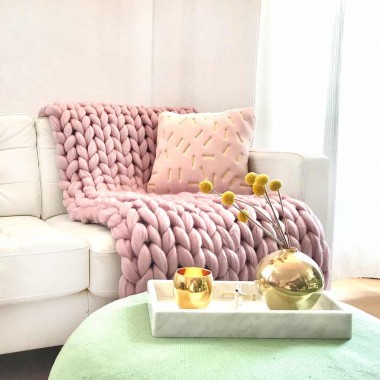 adorist. – Wolldecke Cosima Chunky Knit, pale pink
