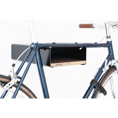 Design Fahrrad-Wandhalterung | PARAX® S-RACK | Schwarz mit Walnuss Holz | für Rennrad Hardtail & Cityrad 