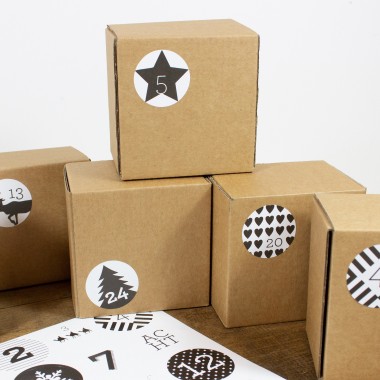 Bow & Hummingbird Adventskalender Set mit Boxen "Schwarz/Weiß"