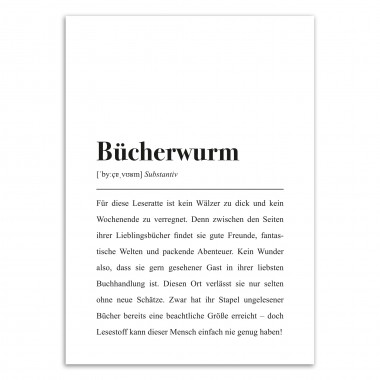 Bücherwurm / Leseratte: DIN A4 Poster