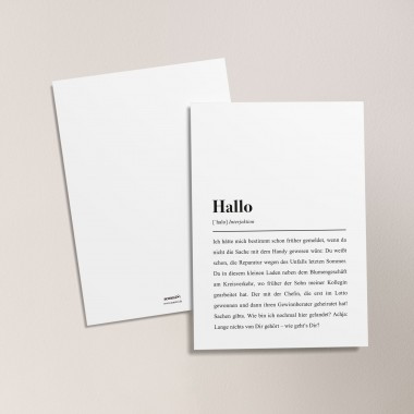5 Stück: Postkarte mit "Hallo" Definition