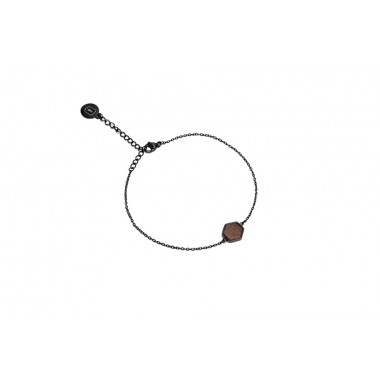 BeWooden Handkette mit Holzdetail - Apis Nox Hexagon Bracelet