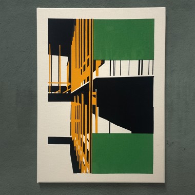 Print now - Riot later ● Abstract Architecture #02, Stoffsiebdruck auf Leinwand
