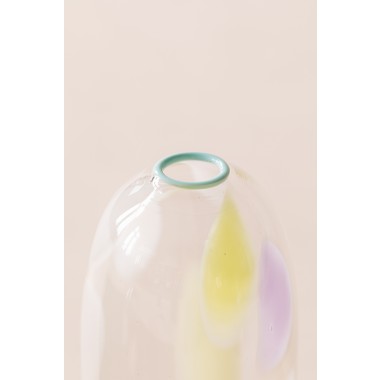 Objektvase "Confetti" – Soft Pastel, Mundrand Mint – HOFF GLAS