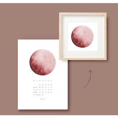 Kalender mit Mondaqaurellen, DIN A4, Mondkalender- SANS.